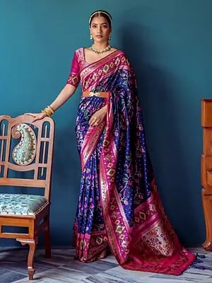 Wedding And Party Wear Meenakari Zari Paithani Silk Peacock Design Saree With Blouse