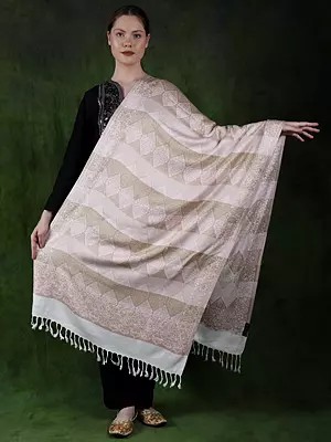 Rayon Stole from Punjab with Woven Multicolor Parsi Design