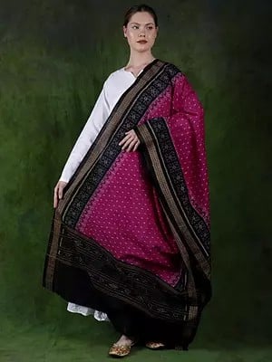 Pure Cotton Ikat Handloom Dupatta from Sambalpur with Woven Border