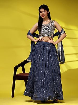 Georgette Embroidered Lehenga choli with Dupatta