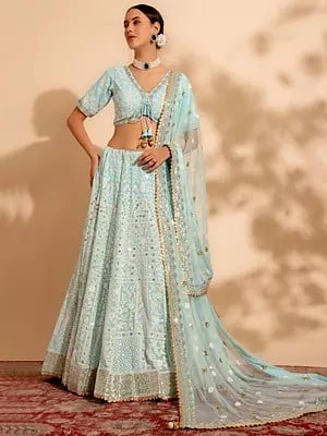 Designer Pure Georgett Lehenga Choli With Dupatta