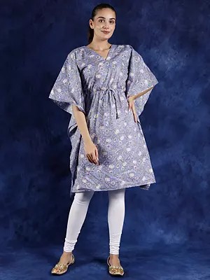 Easter-Egg Pure Cotton Kaftan Kurti with Printed Floral Vines