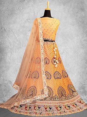 Organza Silk Lehenga In Gota With Sequence Work And Net Duppata