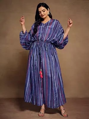 Women's Art Silk  Printed Designer Kaftan In Strip Pattern For Casual Occasion