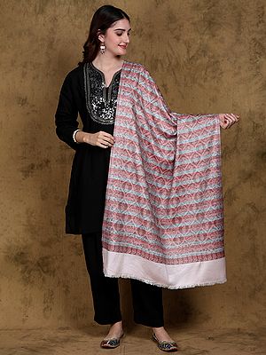 Reversible Stole from Punjab with Woven Paisley and Flower Ogee Pattern