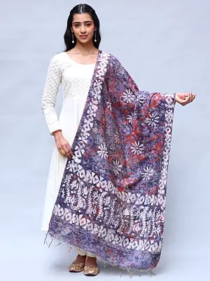 Batik-Dyed Dupatta with Floral Print from Telangana
