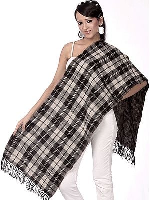 Gray Reversible Scarf with Checks