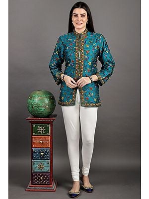 Seaport Jacket from Kashmir with Aari Hand-Embroidered Flowers All-Over