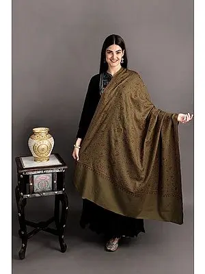 Elmwood Tusha Shawl from Kashmir with Sozni Hand-Embroidery