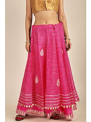 Cotton Kota Doriya Leheriya Print Flared Maxi Skirt