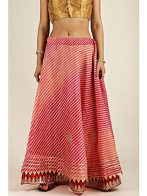 Leheriya Print Pure Cotton Flared Maxi Skirt