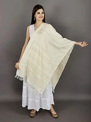 Handwoven Pure Wool Stole From Uttarakhand with Woven Stripes (Trishulii, an Initiative By TATA)