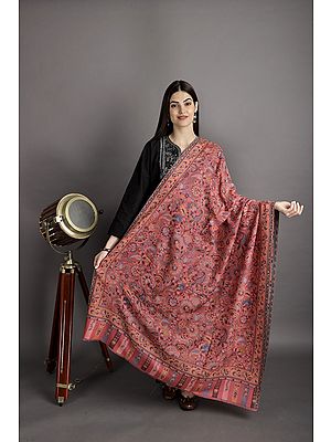 Kani Jamawar Shawl from Amritsar with Multicolour Floral Vines And Paisley