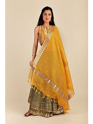 Traditional Leheriya Tie-Dye Kota Doria Cotton Dupatta from Jodhpur