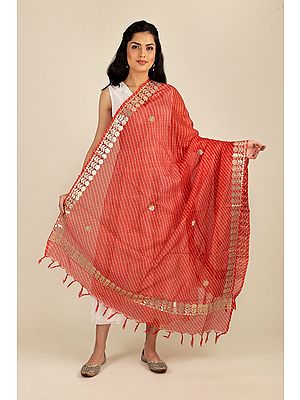 Traditional Leheriya Tie-Dye Kota Doria Cotton Dupatta from Jodhpur