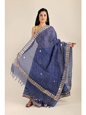 Traditional Leheriya Tie-Dye Kota Doria Cotton Dupatta from Jodhpur