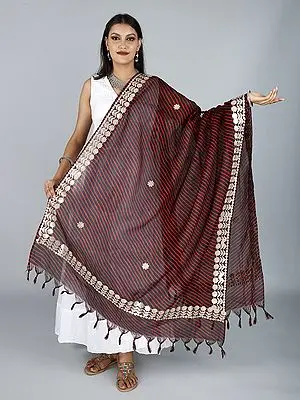 Leheria Kota Doria Extra-Wide Dupatta from Jodhpur with Gota Border