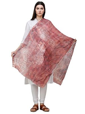 Peach-Beige Digital Print Wool Stole from Amritsar