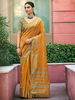Sequins Weaving Silk Saree with Digital Print Blouse