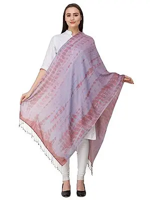 Lavender-Herb Digital Print Wool Stole with Tassels from Amritsar
