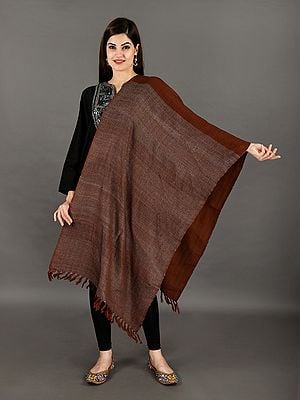 Half and Half Hand-woven Pure Wool Stole With Mix Weave From Uttarakhand (Trishulii - A Community-Owned Producer Company)