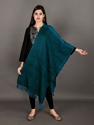 Half and Half Hand-woven Pure Wool Stole With Mix Weave From Uttarakhand (Trishulii, an Initiative By TATA)