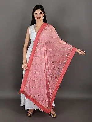 Gota Dupatta from Amritsar with Patch Border and Pom-Poms