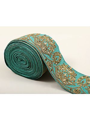 Zari-Embroidered Flowers Fabric Border