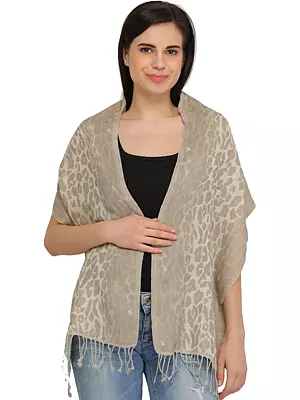 Reversible Jamawar Scarf from Amritsar with Woven Paisleys