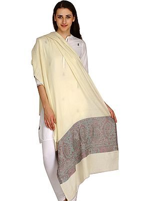 Semi Cashmere Palla-Jamawar Stole from Amritsar with Woven Border