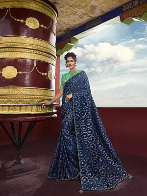 Set-Sail Heavy Designer Saree with All Over Zari Embroidered Work