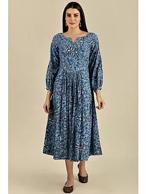 "Neelambari” The Magic of Blue - Hand Printed One Piece Attire