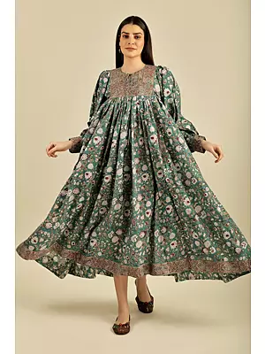 "Sagarika" (Wave) Hand-block Printed Stylish Loose Outfit with Natural Dyes