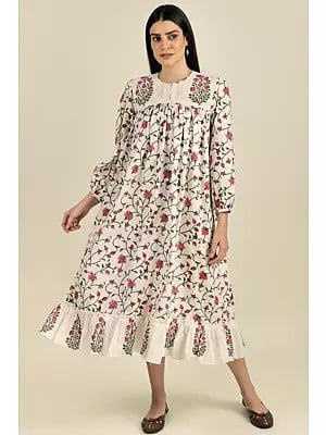 "Ishita” Happiness High Neck Floral Print Dress
