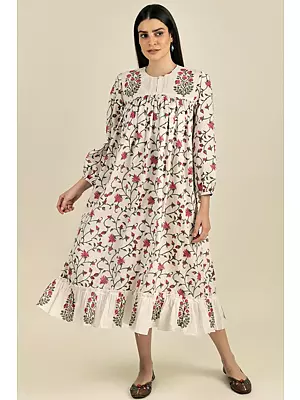 "Ishita” Happiness High Neck Floral Print Dress