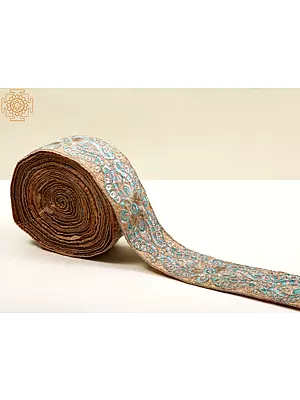 Peach Border with Multicolor Silver-Zari Thread Work