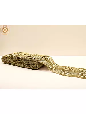 Curry Border with Zari Embroidered Cut Work Motif