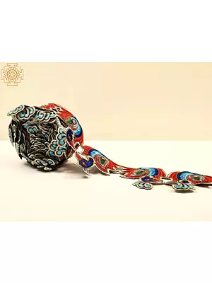 Multicolor Thread Embroidered Peacock Border with Sequins