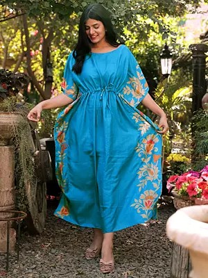 Vintage Pure Silk Long Kaftan with Dori from Jodhpur