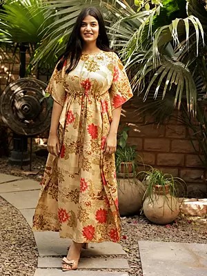 Vintage Pure Silk Long Kaftan with Dori from Jodhpur