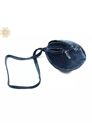 ISKCON Indian-Teal Embroidered Velvet Gaumukhi Mala Japa Bag for Mantra Jaap & Meditation by BLISS Vrindavan