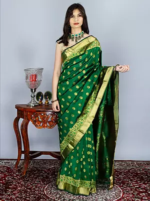 Formal-Garden Uppada Silk Saree With Zari Butta And Rich Pallu Design