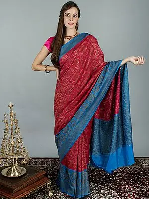 Fuchsia-Purple Art Silk Saree with Rich All Over Woven Golden Bootis from Chennai
