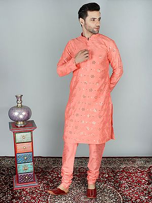 Art Silk Abhala Bharat Kurta Pajama Set With Thread Detailing