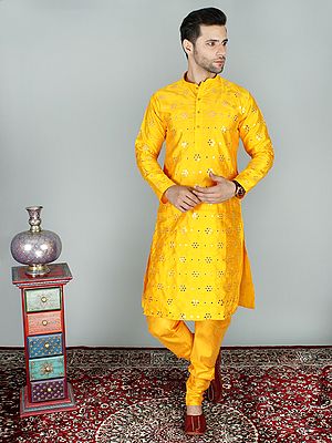 Art Silk Abhala Bharat Kurta Pajama Set with Thread Detailing