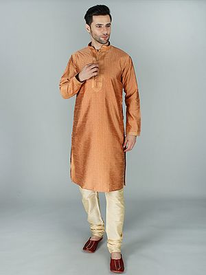Ethnic Brocaded Kurta Pajama Set with Repetitive Weave