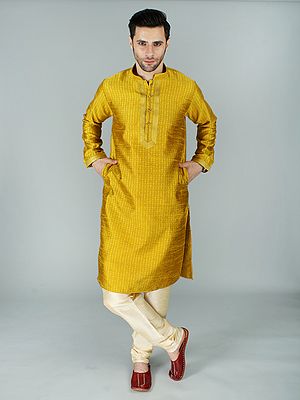 Ethnic Brocaded Kurta Pajama Set with Repetitive Weave