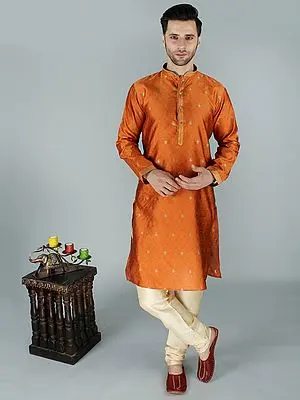 Paisley-Floral Brocade Pattern Kurta Pajama Set