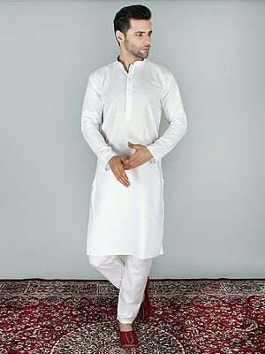 Brilliant-White Doria Cotton Kurta Pajama Set