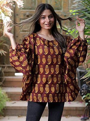 Assorted Vintage Pure Silk Summer Top from Jodhpur